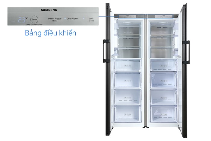 Combo 2 Tủ lạnh Samsung Inverter 646 lít Side By Side Bespoke RZ32T744535/SV Màu Trắng