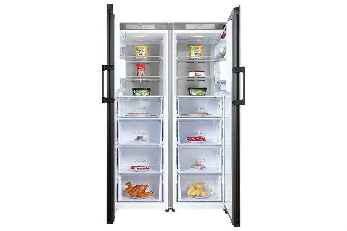 Combo 2 Tủ lạnh Samsung Inverter 646 lít Side By Side Bespoke RZ32T744535/SV Màu Trắng