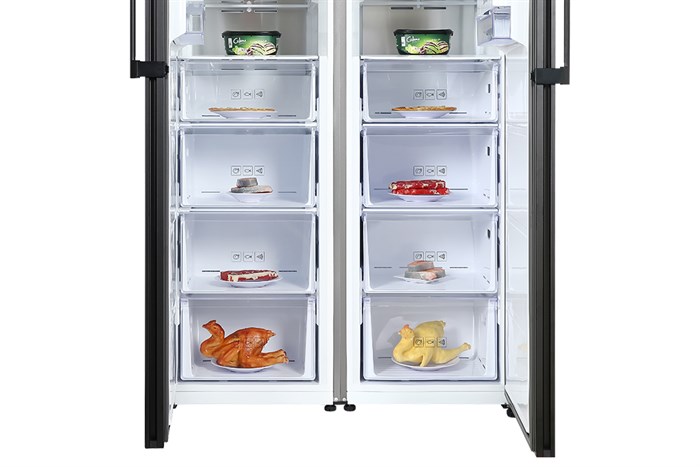 Combo 2 Tủ lạnh Samsung Inverter 646 lít Side By Side Bespoke RZ32T744535/SV Màu Trắng