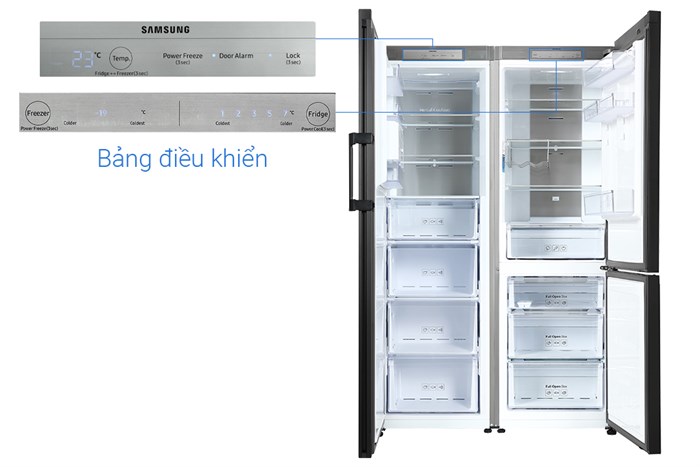Combo Tủ lạnh Samsung Inverter 662 lít Multi Door Bespoke RZ32T744535/SV & RB33T307055/SV Màu Trắng - Hồng
