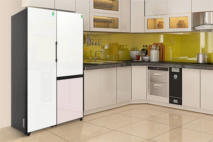 Combo Tủ lạnh Samsung Inverter 662 lít Multi Door Bespoke RZ32T744535/SV & RB33T307055/SV Màu Trắng - Hồng