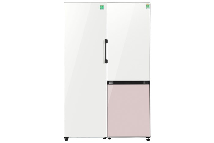 Combo Tủ lạnh Samsung Inverter 662 lít Multi Door Bespoke RZ32T744535/SV & RB33T307055/SV Màu Trắng - Hồng