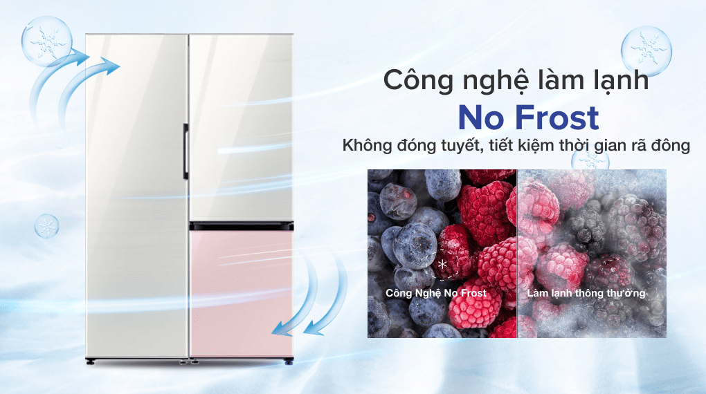 Combo Tủ lạnh Samsung RZ32T744535/SV & RB33T307055/SV - Bảo quản thực phẩm tốt hơn, tiết kiệm thời gian rã đông với công nghệ làm lạnh No Frost