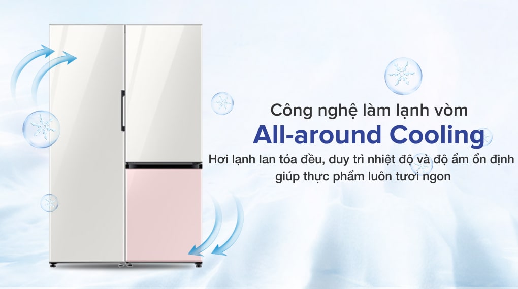 Combo Tủ lạnh Samsung RZ32T744535/SV & RB33T307055/SV - công nghệ làm lạnh vòm All-around Cooling