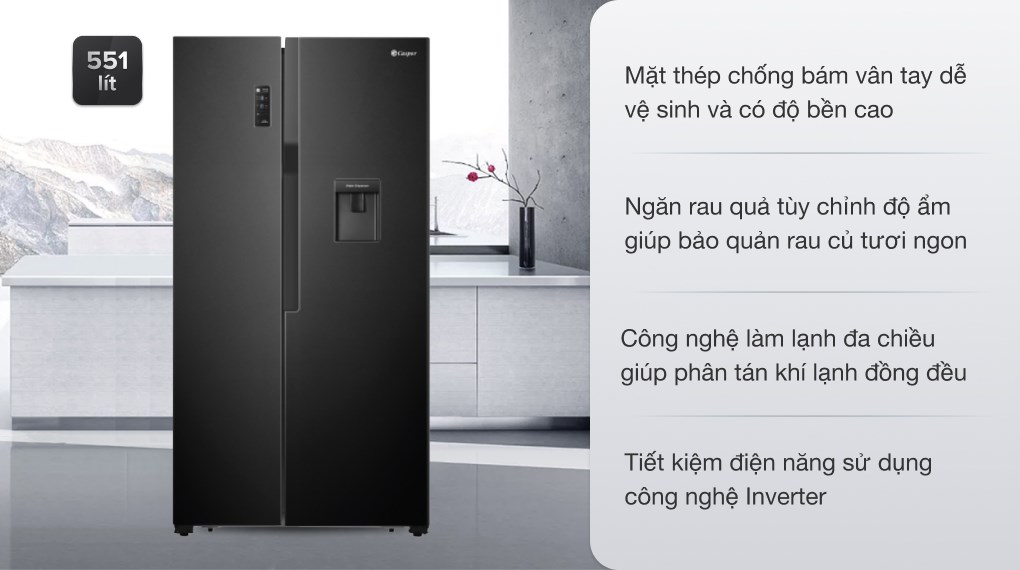 Tủ lạnh Casper Inverter 551 lít RS 575VBW - giá tốt, có trả góp ( https://www.dienmayxanh.com › cas... ) 