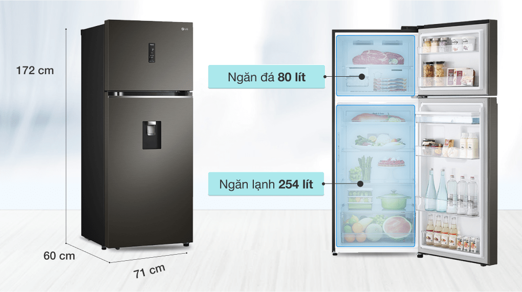 Tủ lạnh LG Inverter 334 lít GN-D332BL