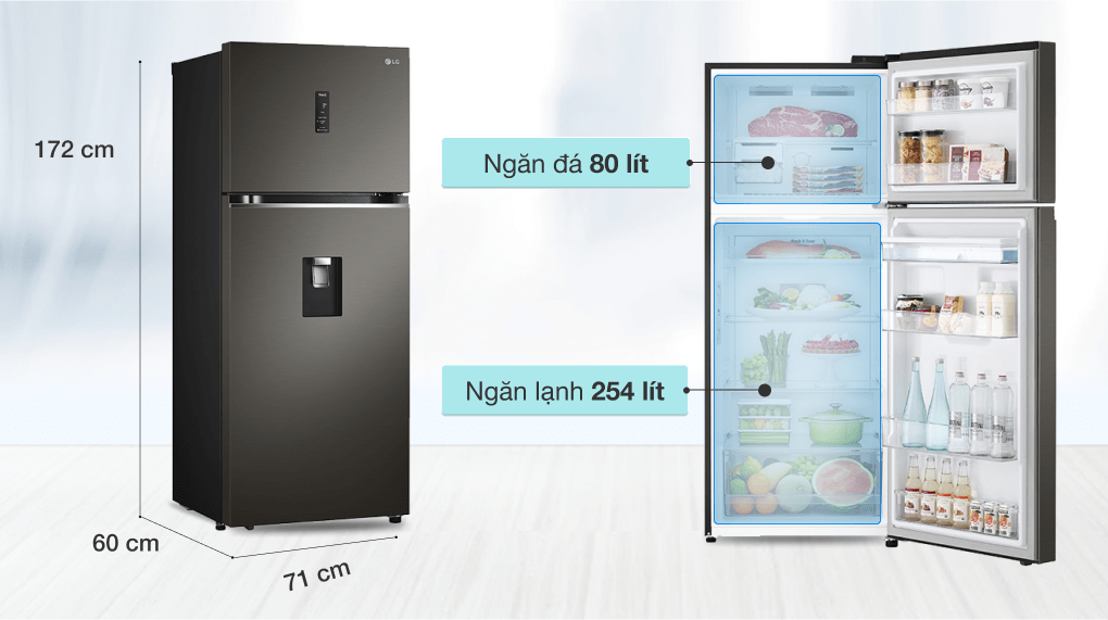 Tủ lạnh LG Inverter 334 lít GN-D332BL - Dung tích 334 lít