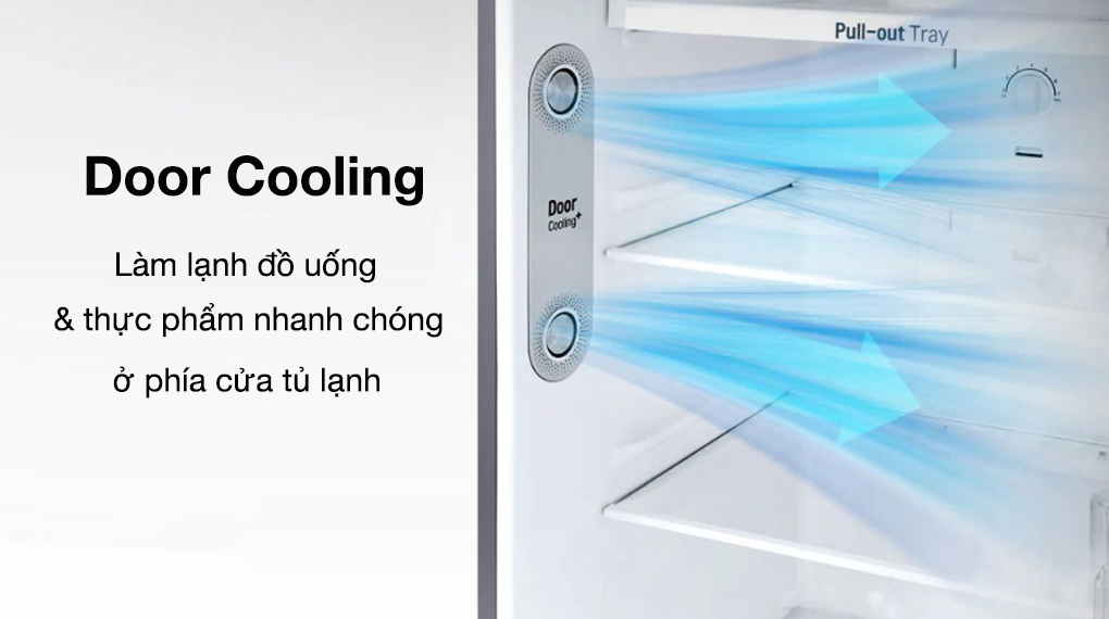 Tủ lạnh LG Inverter 335 lít GN-M332BL-Làm lạnh thực phẩm nhanh chóng ở vị trí cánh cửa tủ nhờ công nghệ Door Cooling