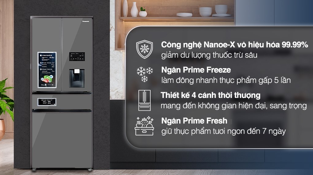 Tủ lạnh 4 cánh Panasonic Inverter 540 lít Multi Door PRIME+ Edition NR-YW590YMMV được trang bị nhiều công nghệ độc quyền