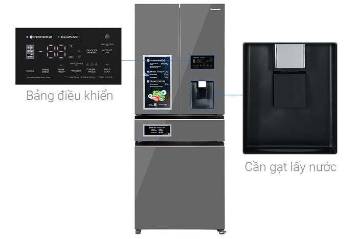 Tủ lạnh Panasonic Inverter 540 lít Multi Door PRIME+ Edition NR-YW590YMMV Màu Đen