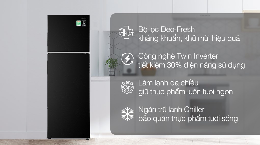 Tủ lạnh Aqua Inverter với công nghệ hiện đại đến từ các chuyên gia Nhật Bản, giúp giữ tươi thực phẩm lâu hơn, tiết kiệm điện năng và còn là điểm nhấn cho phong cách thiết kế nội thất của gia đình bạn nữa. Sản phẩm đáng để bạn sắm cho ngôi nhà của mình.