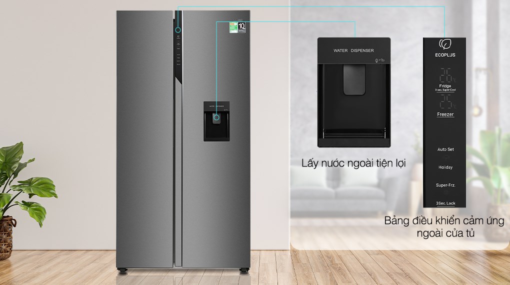 Tủ lạnh Aqua Inverter 524 lít AQR-SW541XA(BL)