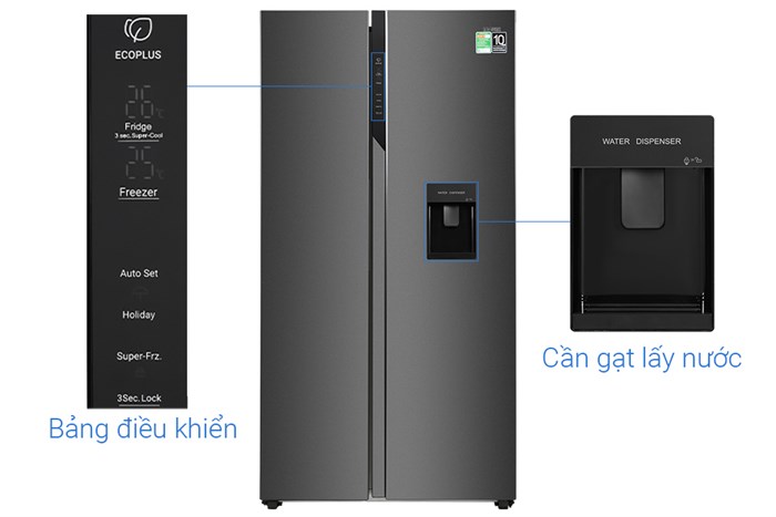 Tủ lạnh Aqua Inverter 524 lít AQR-SW541XA(BL) Màu Đen