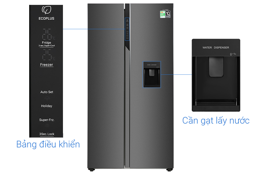 Tủ lạnh Aqua Inverter 524 lít AQR-SW541XA(BL) Màu Đen