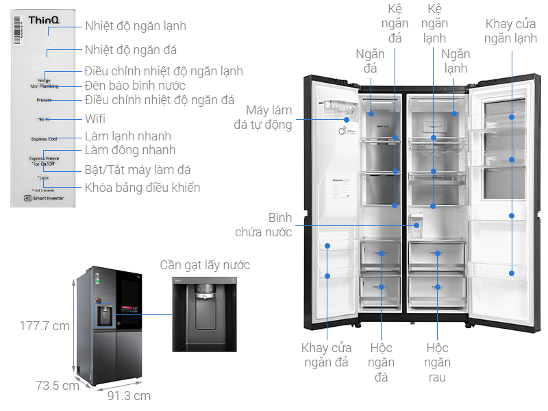 Tủ lạnh LG Inverter 635 Lít Side By Side InstaView Door-in-Door GR-X257MC