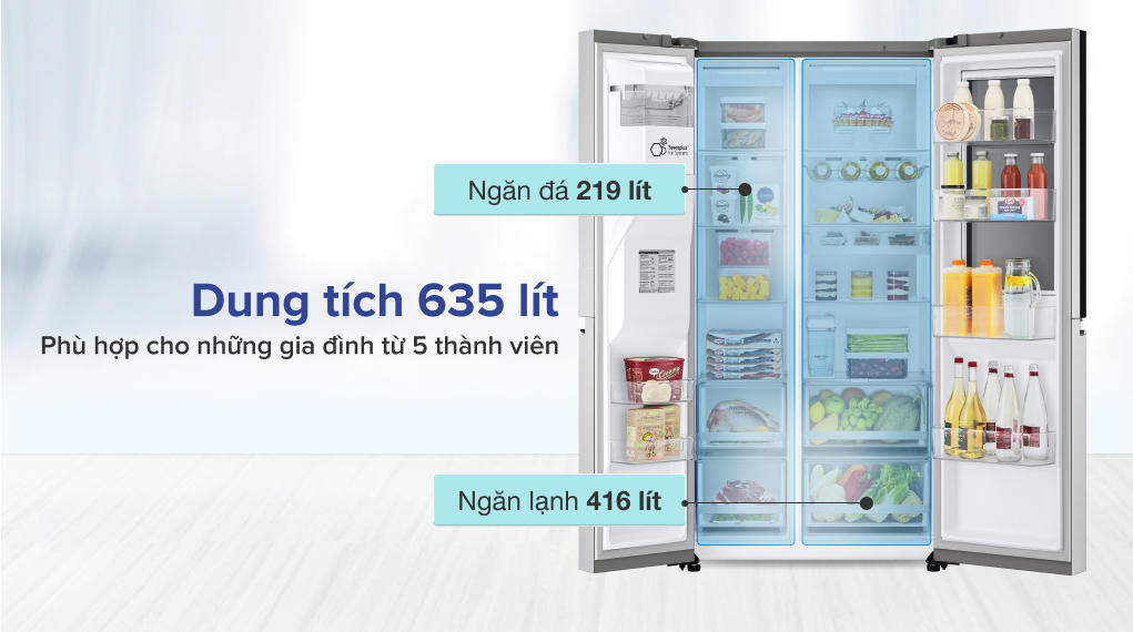 Tủ lạnh LG Inverter 635 Lít GR-X257JS - Dung tích sử dụng 635 lít