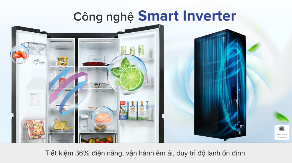 Tủ lạnh LG Inverter 635 Lít GR-D257MC - Smaet Inverter