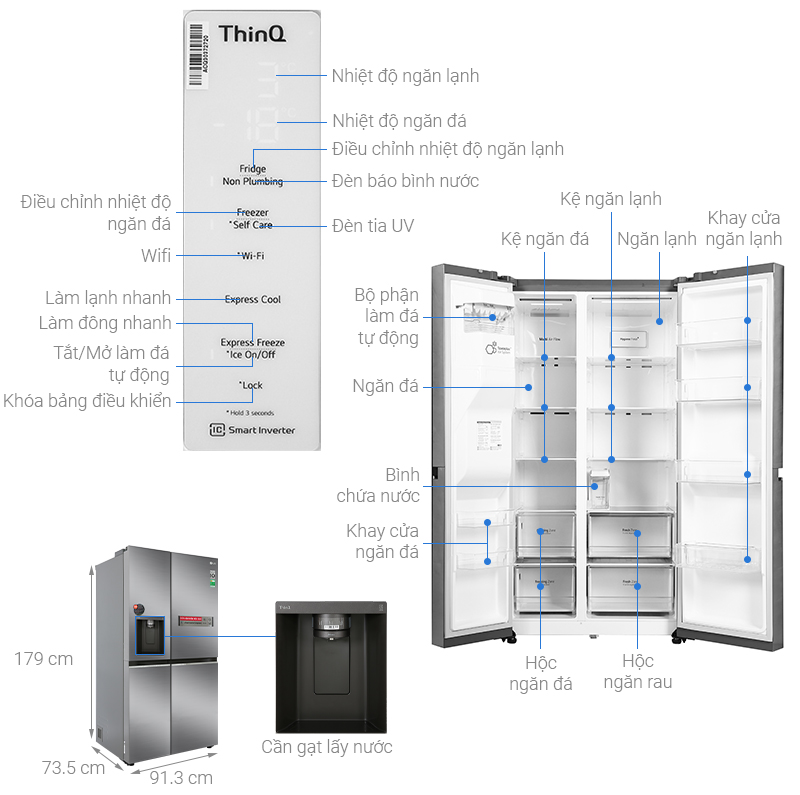 Tủ lạnh LG Inverter 635 lít Side By Side GR-D257JS