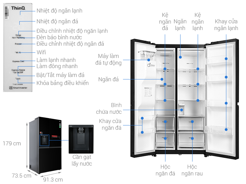 Tủ lạnh LG Inverter 635 lít Side By Side GR-D257WB