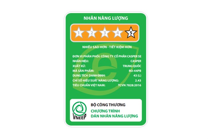 Tủ lạnh Casper 43 lít RO-44PB Màu Đen