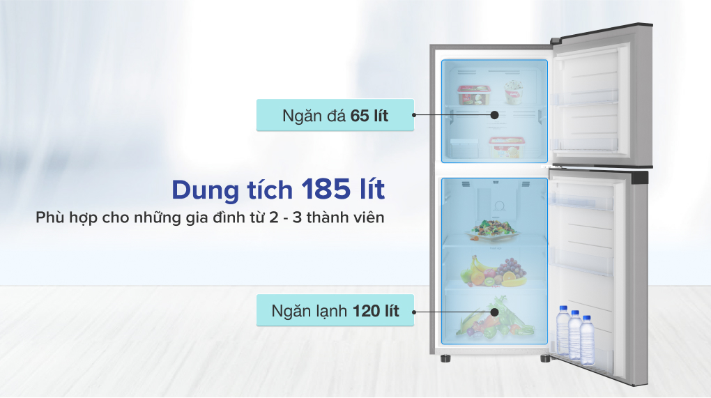 Tủ lạnh Casper Inverter 185 lít RT-200VS - Dung tích 185 lít 