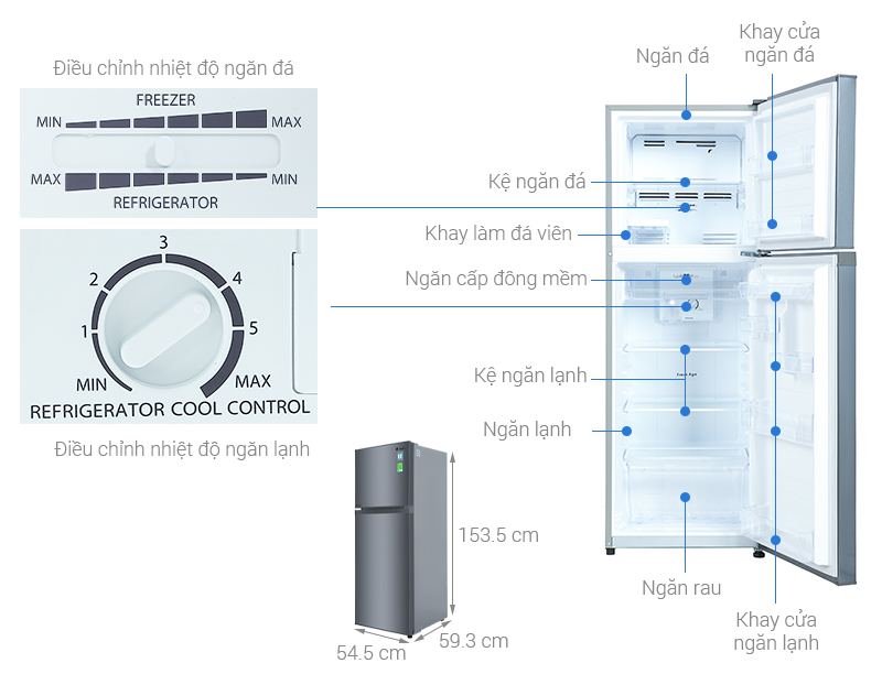 Tủ lạnh Casper Inverter 238 lít RT-250VD