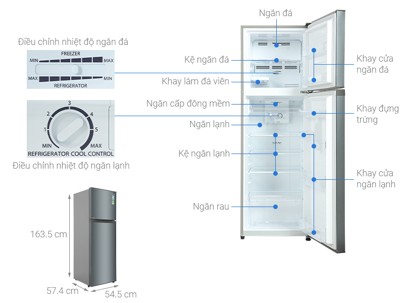 Tủ lạnh Casper Inverter 258 lít RT-270VD