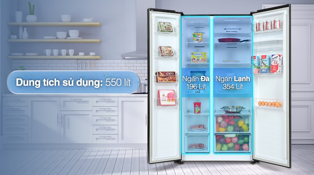 Tủ lạnh Casper Inverter 550 lít RS-570VBW - Ngăn đá và ngăn lạnh