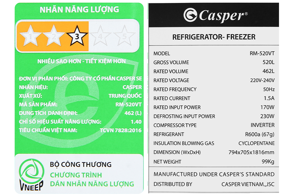 Tủ lạnh Casper Inverter 462 lít Multi Door RM-520VT - 13