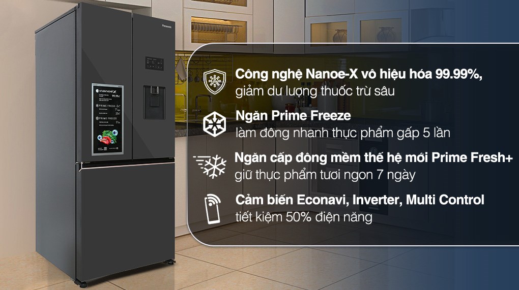 Tủ lạnh Panasonic Inverter 495 lít Multi Door PRIME+ Edition NR-CW530XMMV