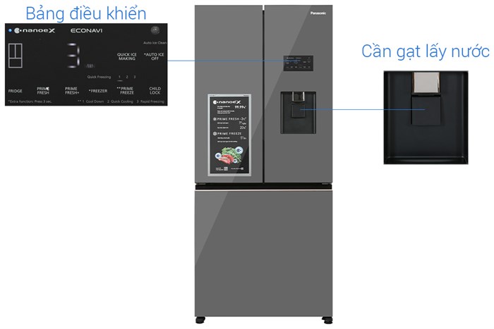 Tủ lạnh Panasonic Inverter 495 lít Multi Door PRIME+ Edition NR-CW530XMMV Màu Đen