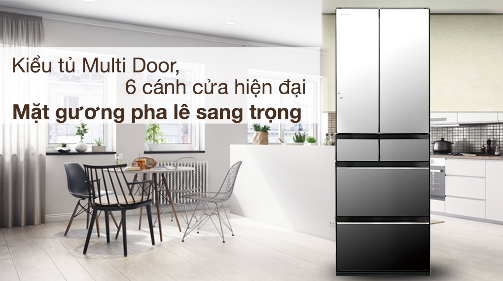 Kiểu tủ lạnh Multi Door với 6 cánh cửa-Tủ lạnh Hitachi 520 lít R-HW530NV