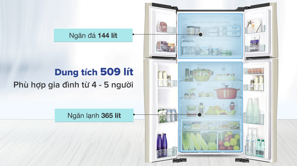 Tủ lạnh Hitachi Inverter 509 lít R-FW650PGV8 - Dung tích