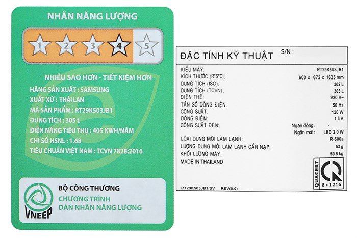 Tủ lạnh Samsung Inverter 302 Lít RT29K503JB1/SV Màu Đen