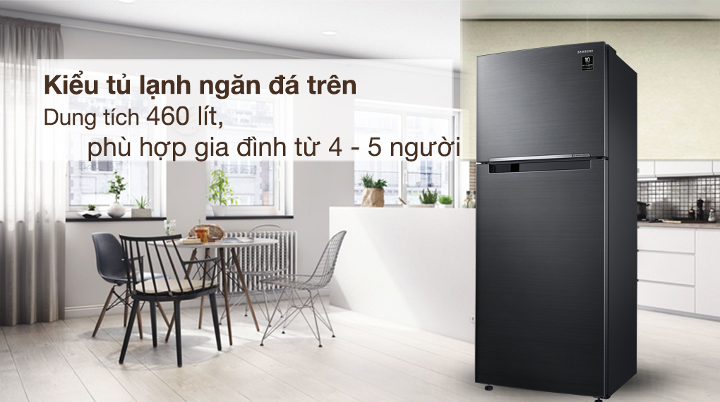Kiểu tủ lạnh ngăn đá trên, dung tích 460 lít - Tủ lạnh Samsung Inverter 460 Lít RT46K603JB1/SV