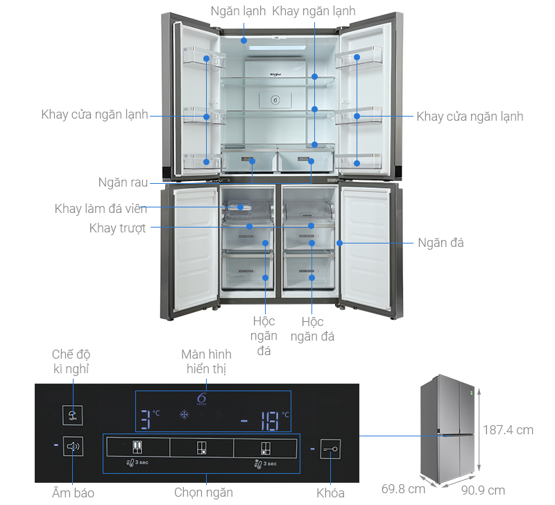 Tủ lạnh Whirlpool Inverter 594 Lít WFQ590NSSV