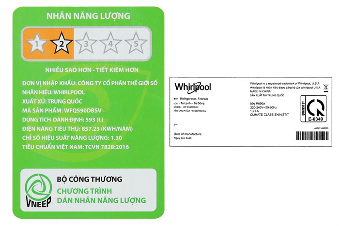 Tủ lạnh Whirlpool Inverter 592 Lít WFQ590DBSV Màu Đen