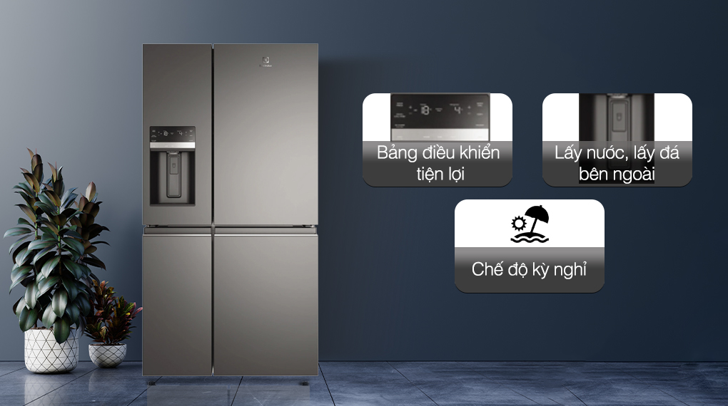 Tủ lạnh Electrolux Inverter 609 Lit EQE6879A-BVN - Tiện ích lấy đá ngoài 