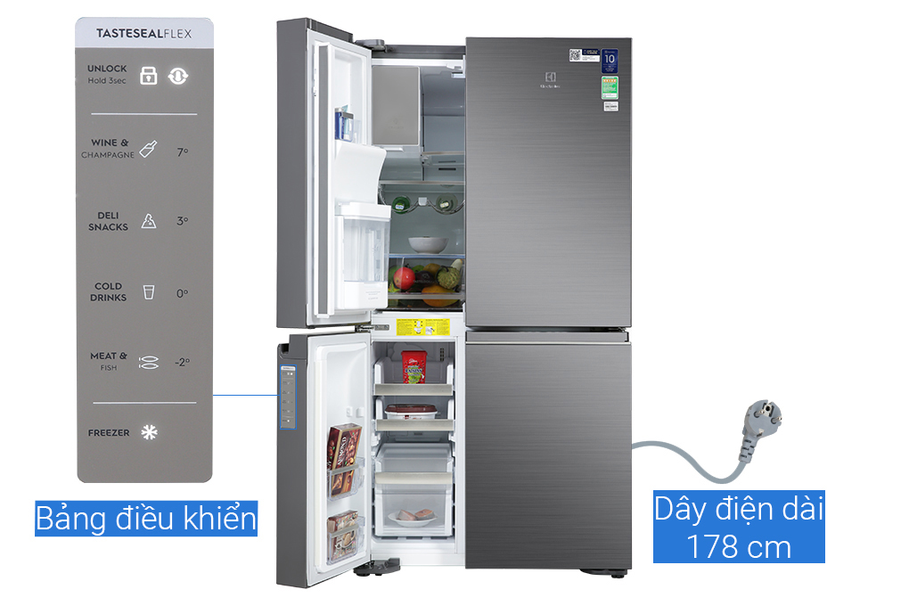 Tủ lạnh Electrolux Inverter 609 Lít EQE6879A-B Màu Xám đậm