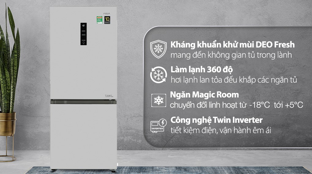 Tủ lạnh Aqua Inverter 260 lít AQR-I298EB SW