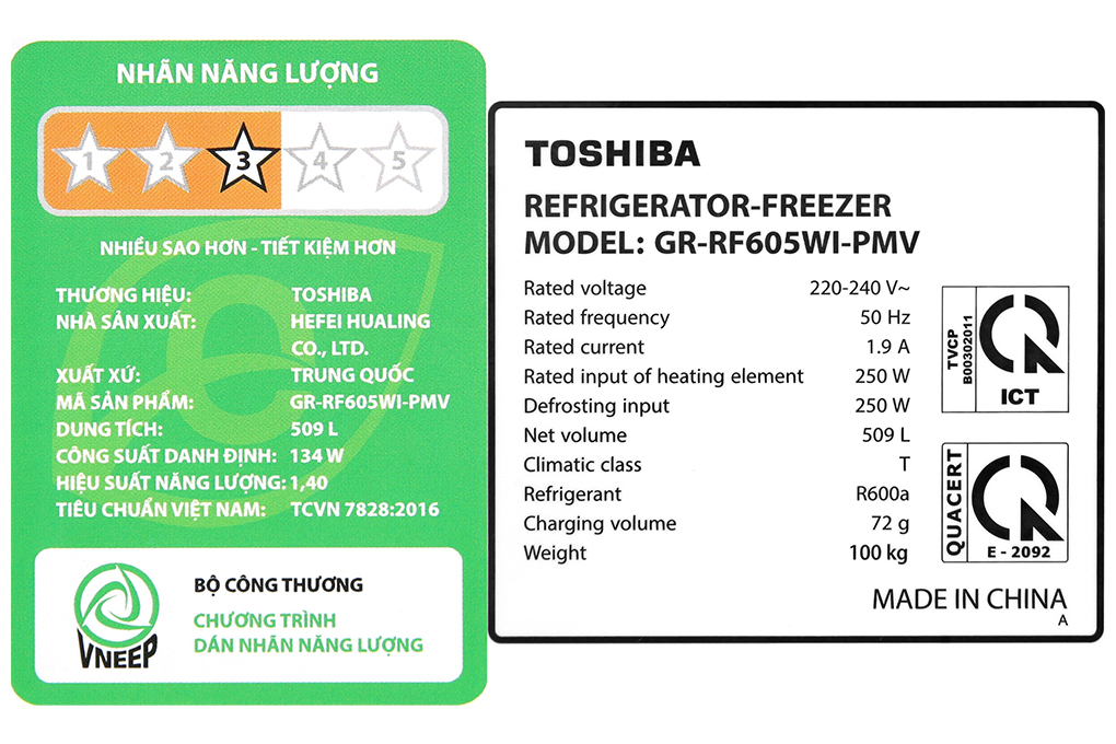 Tủ lạnh Toshiba Inverter 509 lít Multi Door GR-RF605WI-PMV(06)-MG Màu Đen - Xám