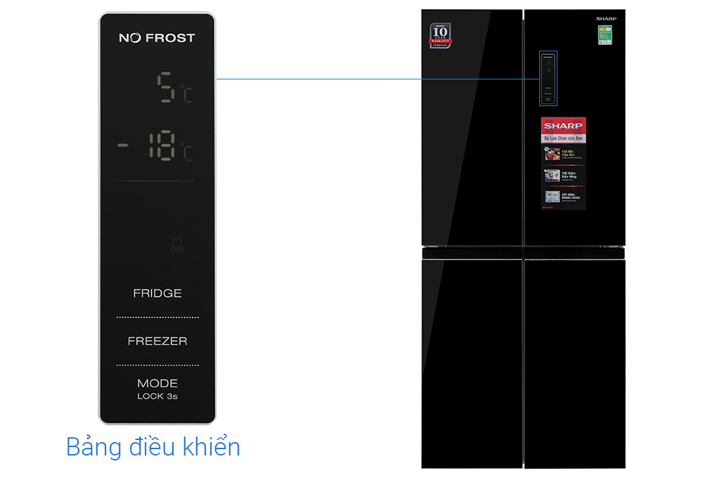 Tủ lạnh Sharp Inverter 362 lít Multi Door SJ-FX420VG-BK Màu Đen