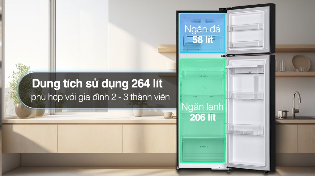 Tủ lạnh LG Inverter 264 Lít GV-D262BL