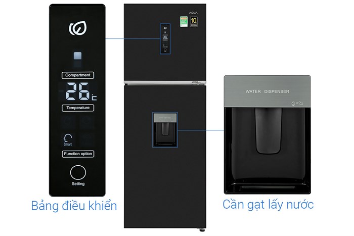 Tủ lạnh Aqua Inverter 318 lít AQR-T369FA(WBS) Màu Đen