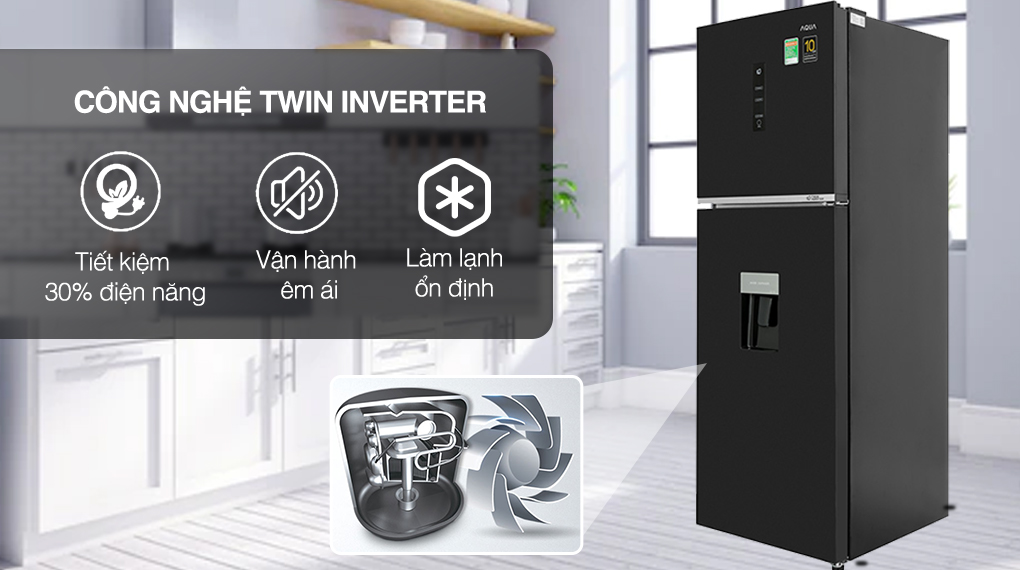Tủ lạnh Aqua Inverter 318 lít AQR-T369FA(WBS) - Công nghệ tiết kiệm điện