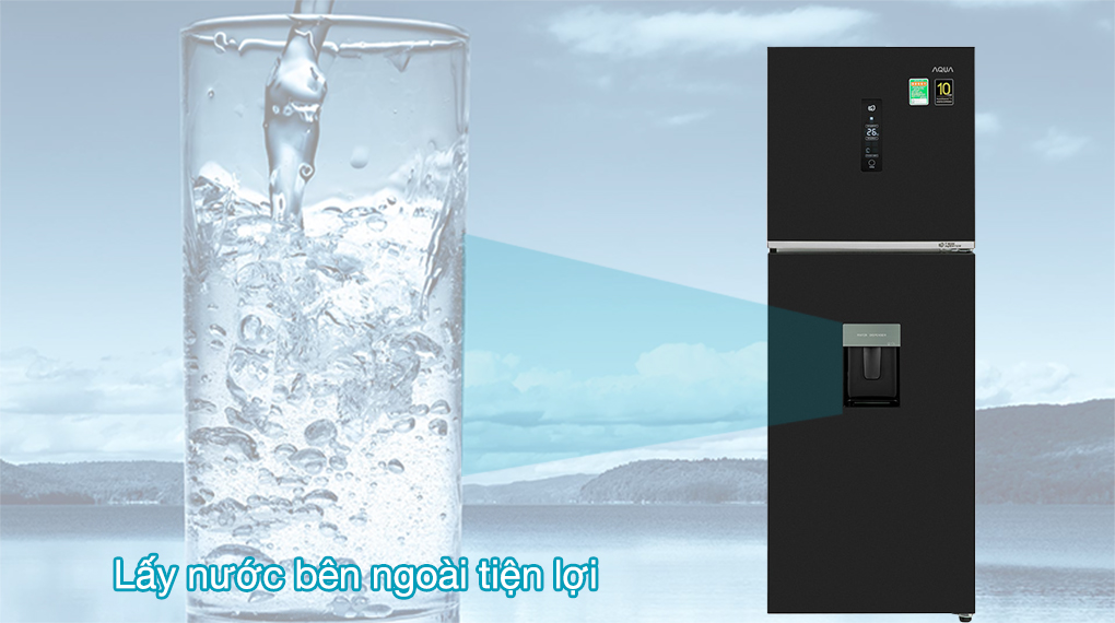 Tủ lạnh Aqua Inverter 318 lít AQR-T369FA(WBS) - Lấy nước bên ngoài tiện lợi 