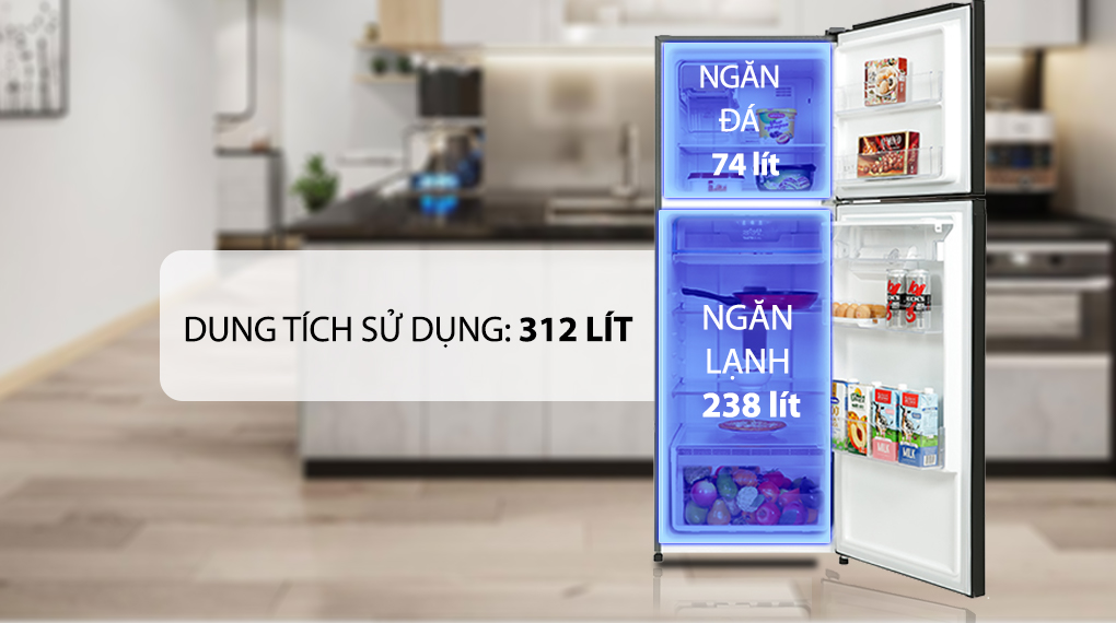 Tủ lạnh Electrolux Inverter 312 Lít ETB3460K-H - Ngăn đá và ngăn lạnh