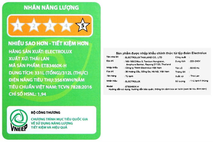 Tủ lạnh Electrolux Inverter 312 Lít ETB3460K-H Màu Đen