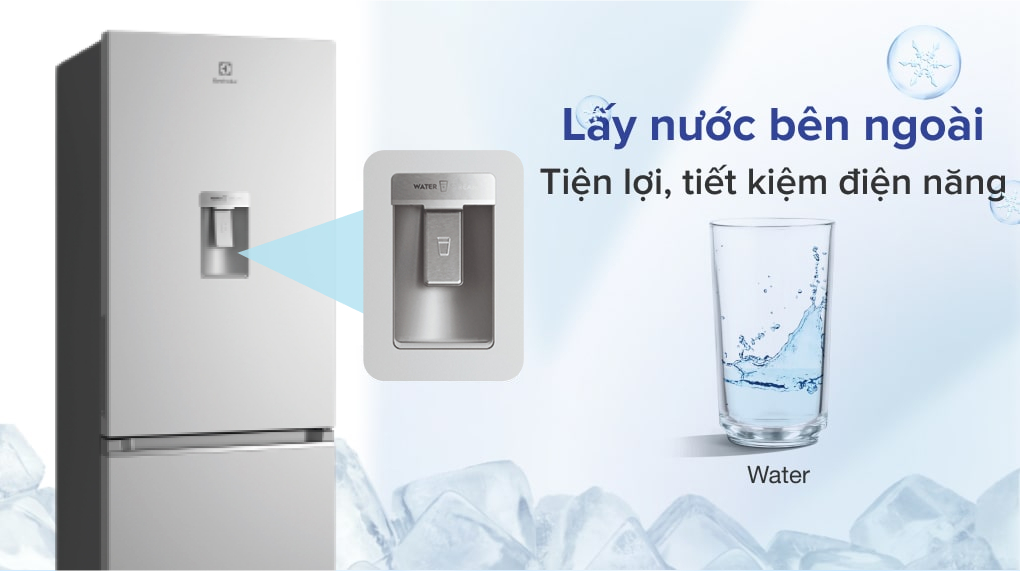 Tủ lạnh Electrolux Inverter 308 Lít EBB3442K-A - Lấy nước bên ngoài