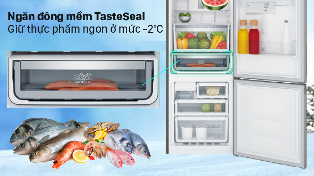 Tủ lạnh Electrolux Inverter 308 Lít EBB3442K-A - Ngăn đông mềm TasteSeal 